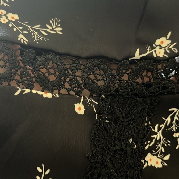 Silk Mini Slip Dress Lingerie Fit Flare Floral Lace Ladder Trim Y2K Cutout Goth - Picture 8 of 12